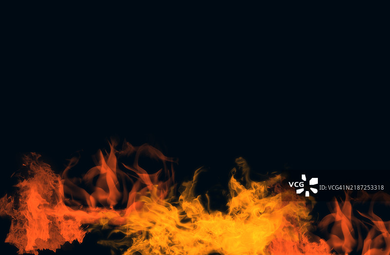 黑色背景上的火焰特写图片素材
