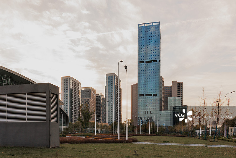 安徽合肥市天际线 - 天鹅湖航拍摄影图片素材