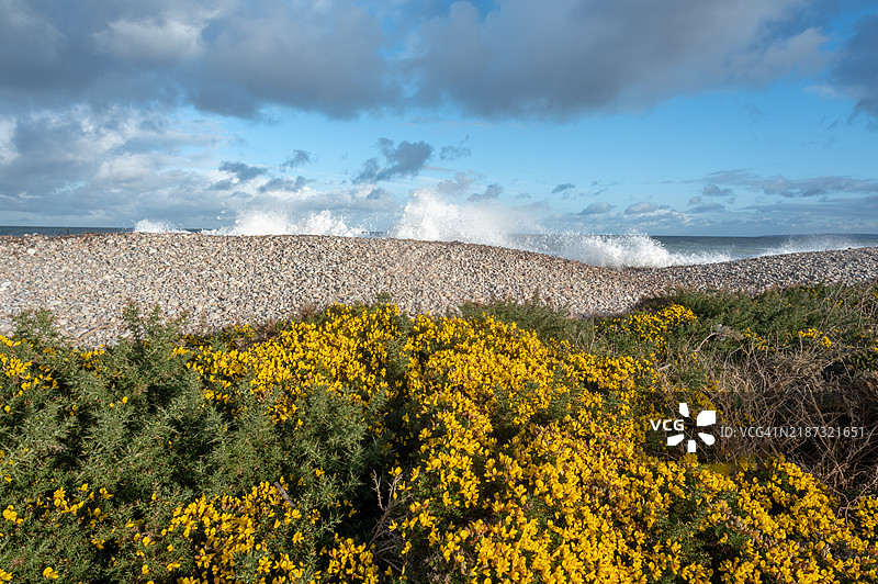 破浪与戈尔斯-莫雷海岸小径。图片素材