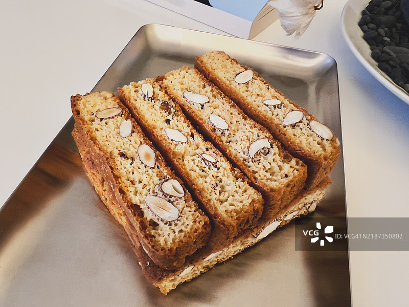 意大利饼干坎图奇的特写镜头图片素材