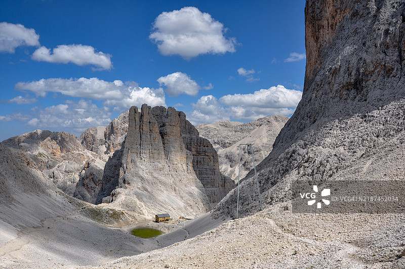 特伦蒂诺多洛米蒂的托里德尔瓦约莱特山的景观。图片素材