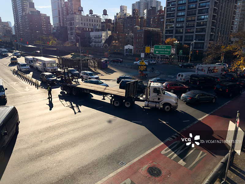 曼哈顿中城59街桥的高峰时段交通图片素材