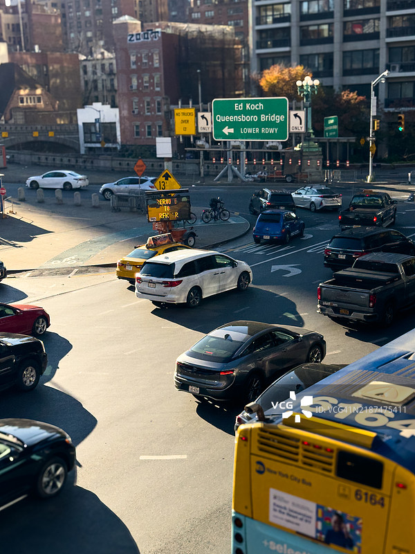 纽约市东二大道与第60街的交通，曼哈顿中城图片素材