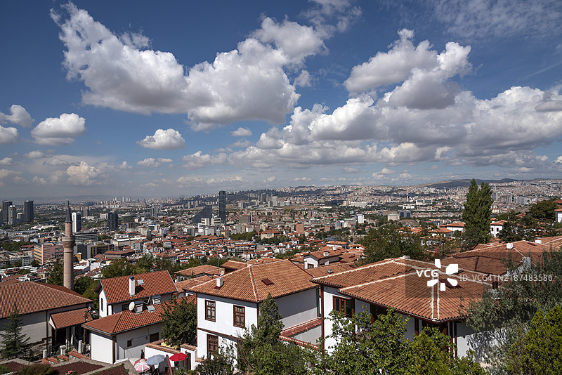 安卡拉城堡周围的老房子，土耳其中部安纳托利亚地区图片素材