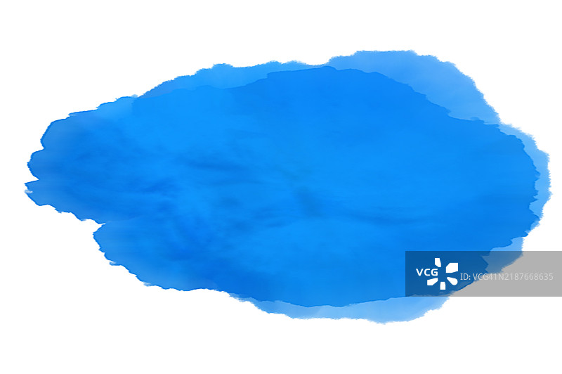 抽象蓝色水彩溅洒。鲜艳的蓝色墨水污点在白色背景上。蓝色水彩斑点设计元素。艺术性的蓝色笔触纹理。极简主义蓝色抽象画溅洒。图片素材