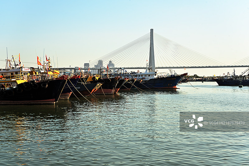 洪湾渔港和洪河大桥图片素材