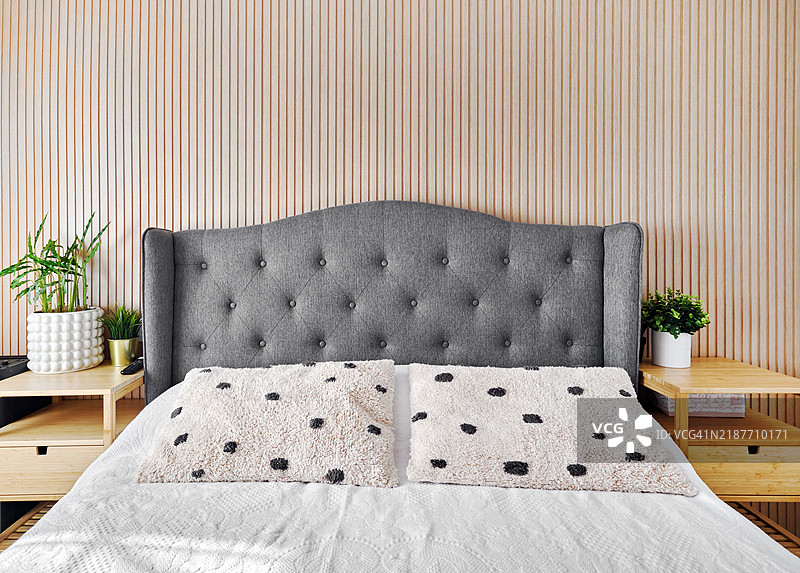 舒适的现代卧室室内，没人图片素材