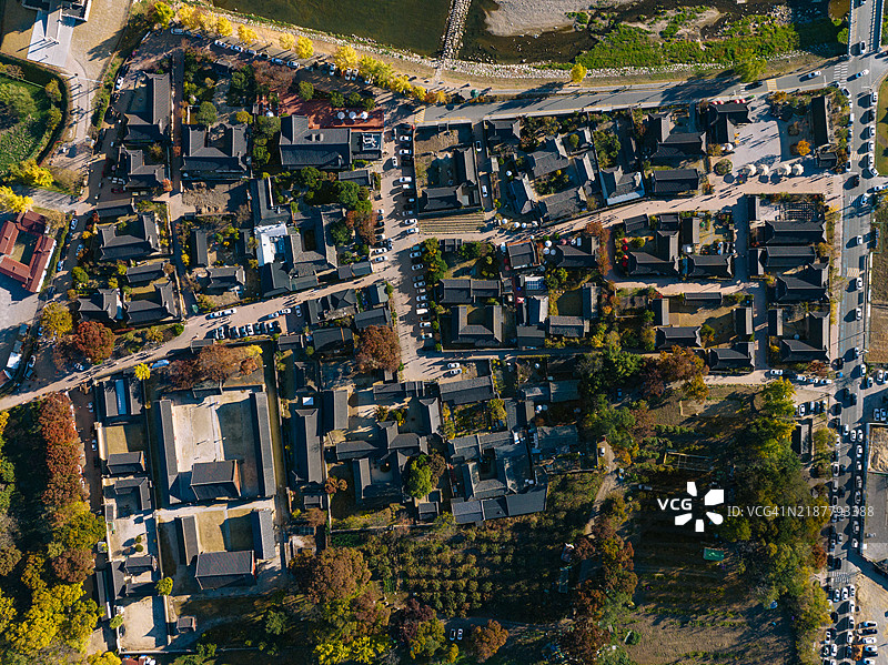 秋季的庆州校村鸟瞰图图片素材