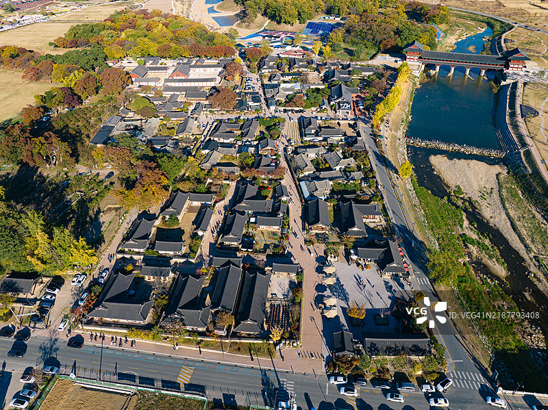 秋季的庆州校村鸟瞰图图片素材