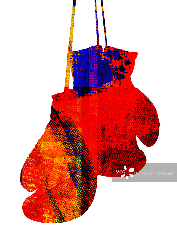 色彩斑斓的拳击手套画作图片素材