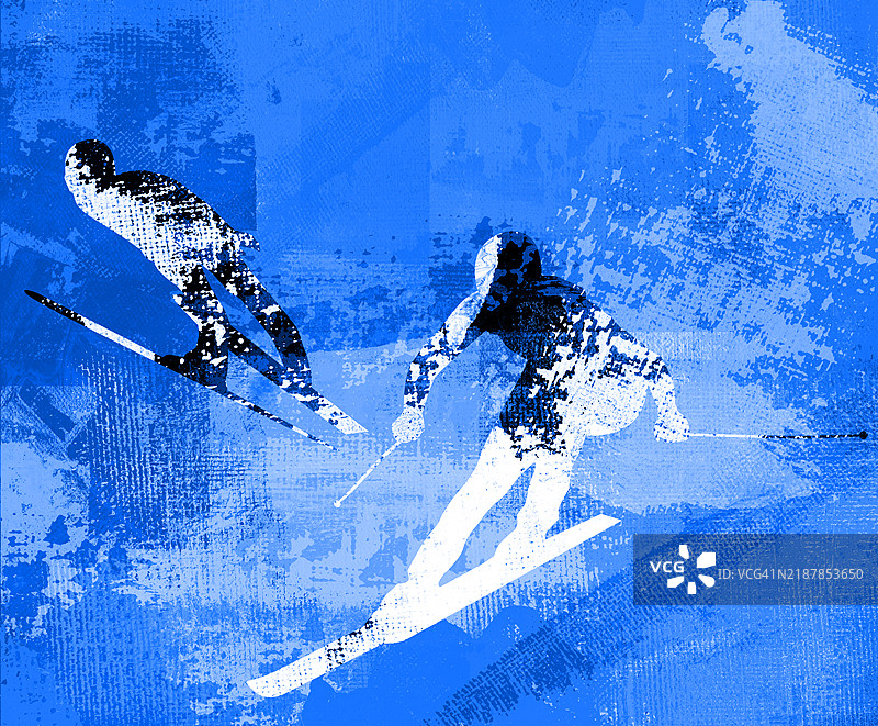 画着的滑雪者图片素材