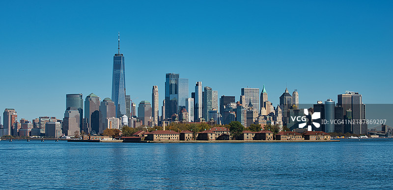 海边城市的建筑景观，纽约，美国图片素材