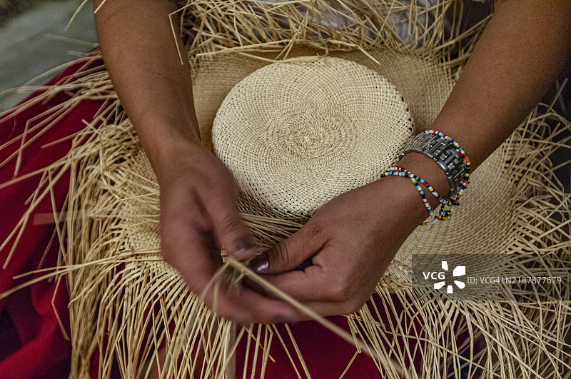 厄瓜多尔，库恩卡，巴拿马帽工厂图片素材