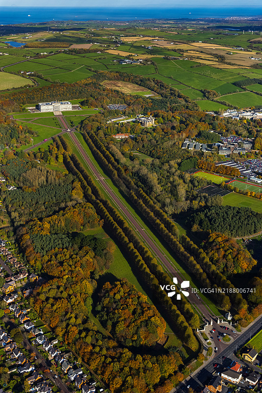 贝尔法斯特，北爱尔兰，斯托蒙特庄园航拍图图片素材