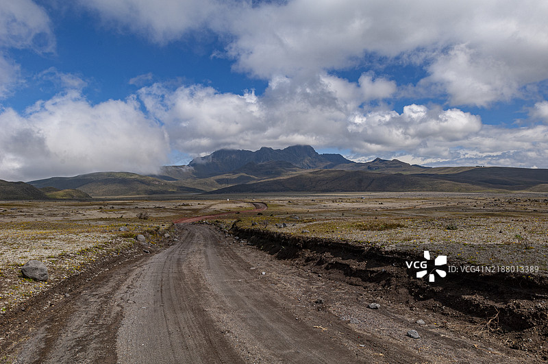 厄瓜多尔，通往钦博拉索冰川的道路图片素材