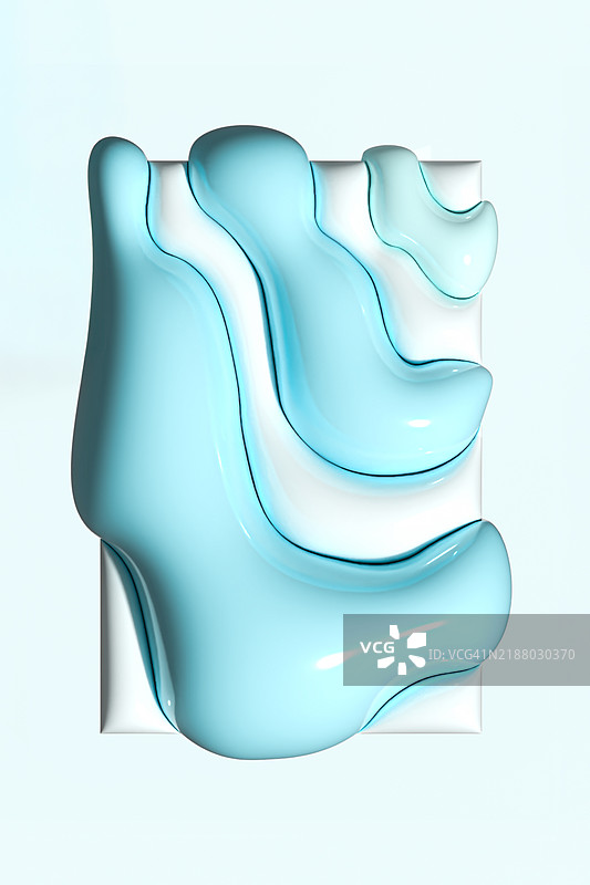 在柔和的蓝色背景上流动的抽象蓝白形状图片素材