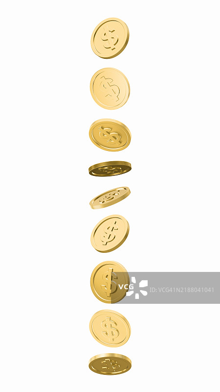 翻转金色美元硬币图片素材
