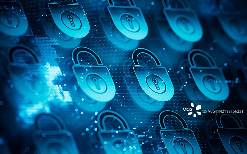 网络钓鱼网络安全指纹勒索软件电子邮件加密技术，数字信息保护安全图片素材