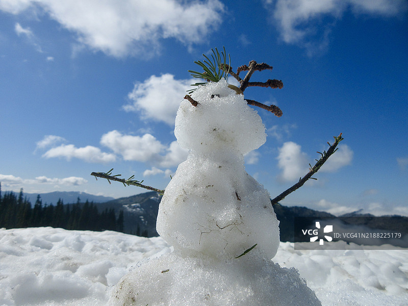 冬季华盛顿天空下的小雪人美景图片素材