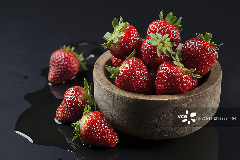 一碗新鲜洗净的多汁草莓图片素材