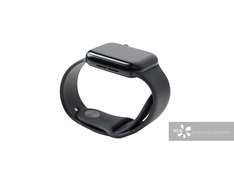 这款现代设计展示了一款健身追踪器，孤立在白色背景上，体现了智能手表、科技、电子产品、可穿戴设备和装置的特点。图片素材