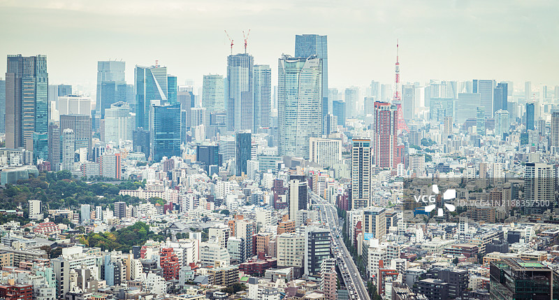 东京涩谷地区的高角度日间景观图片素材