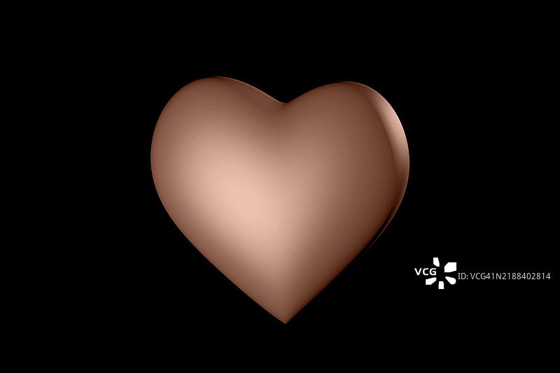闪亮的棕色心形漂浮在黑色背景上图片素材