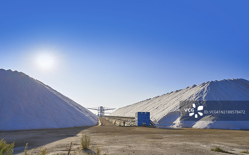 阿利坎特西班牙圣波拉盐田的盐山图片素材