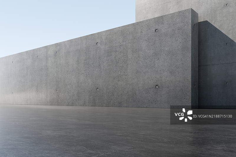 简单的混凝土墙壁和水泥地板，3D渲染。图片素材