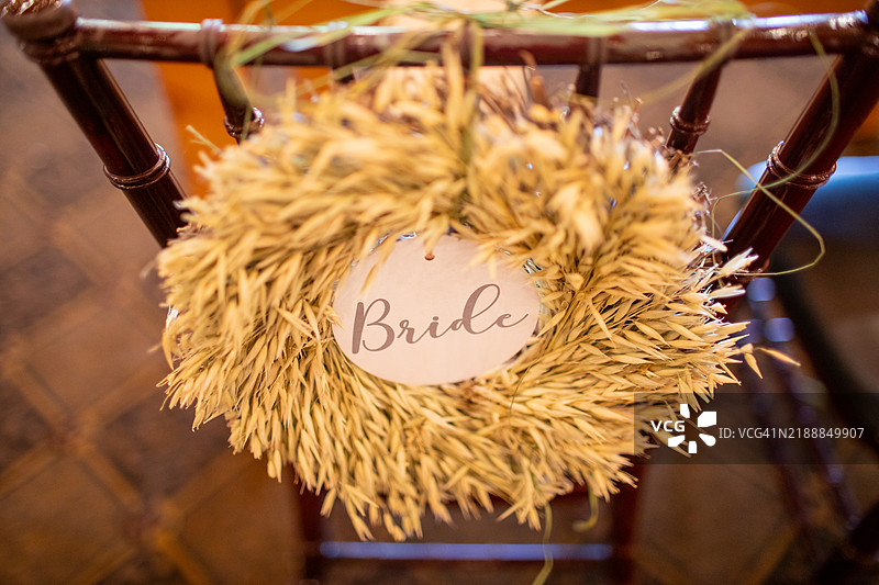 手绘乡村风格的新娘标志，用于婚礼接待图片素材