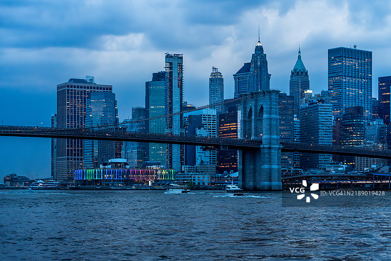 布鲁克林大桥和下曼哈顿图片素材