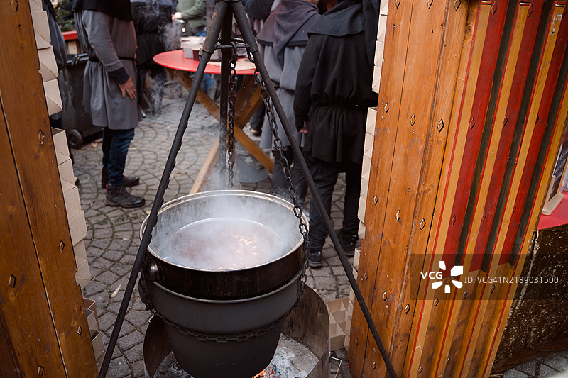 阿尔萨斯里博维尔著名的中世纪圣诞市场图片素材