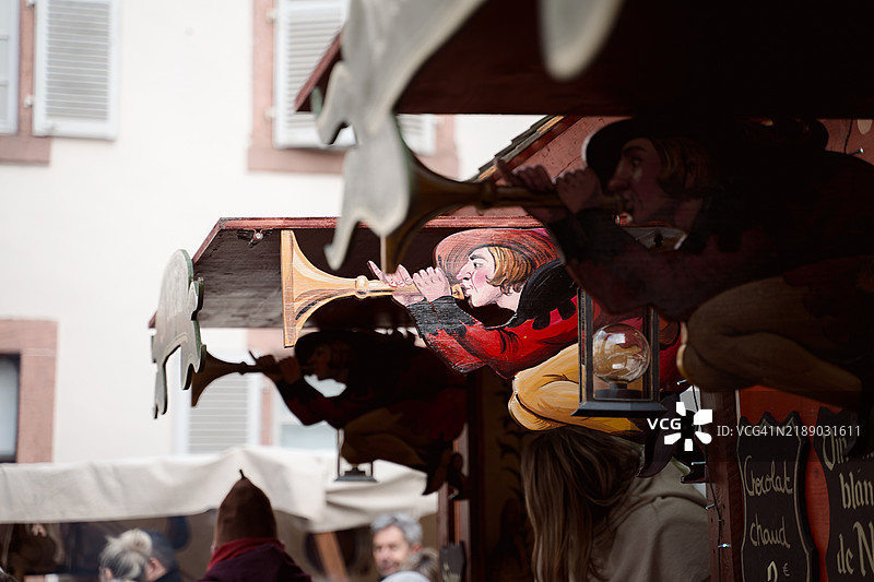 阿尔萨斯里博维尔著名的中世纪圣诞市场图片素材