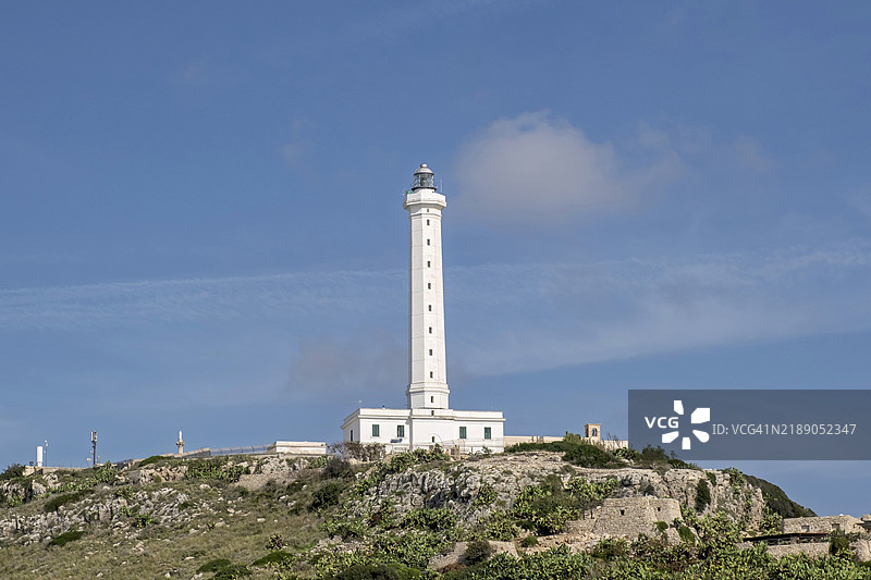 莱乌卡灯塔，意大利阿普利亚大区莱切省的圣玛丽亚·迪·莱乌卡灯塔，欧洲莱乌卡图片素材