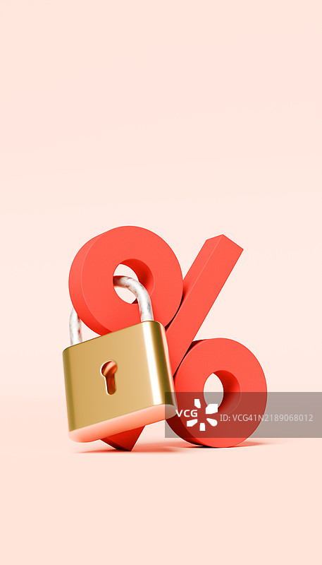 锁定的百分比符号 - 担保权益图片素材