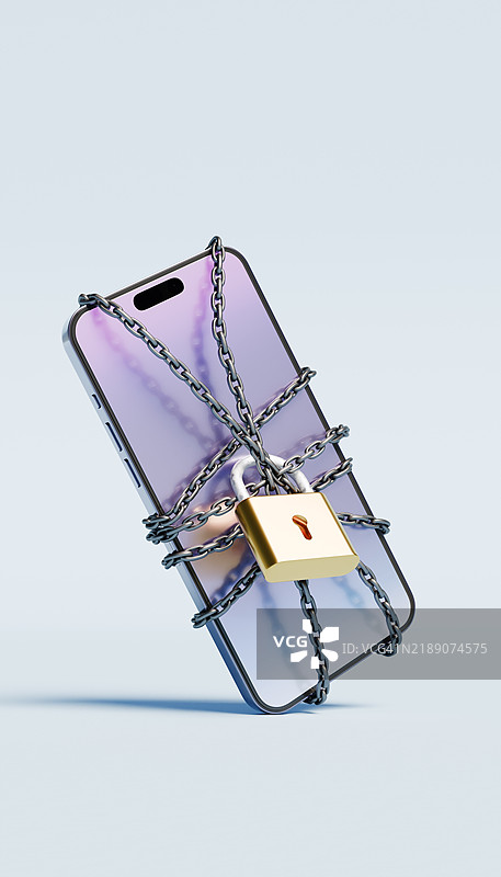 被锁链和锁包裹的智能手机图片素材