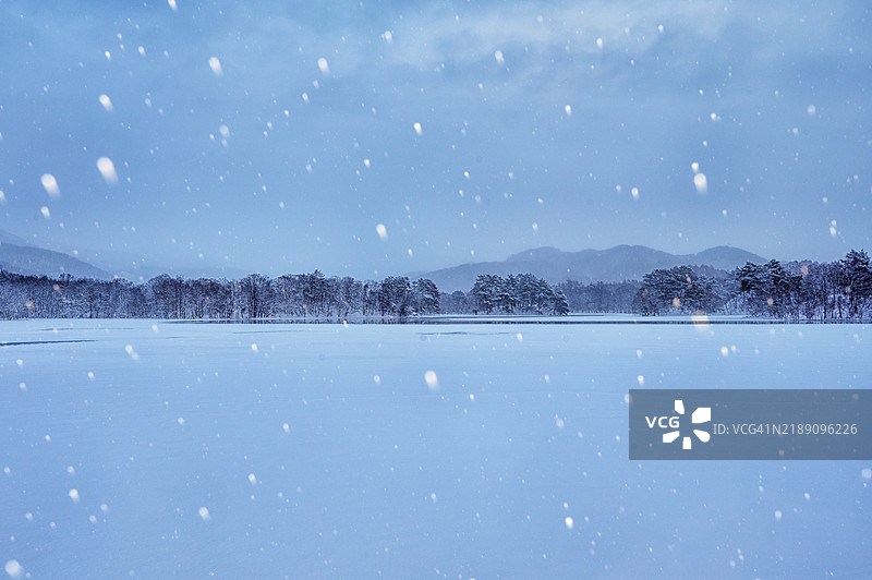 小野川湖冬季风光图片素材