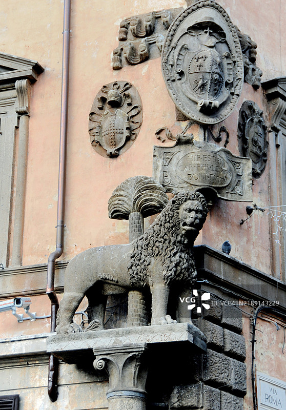 狮子、棕榈和盾牌，维特博的象征图片素材