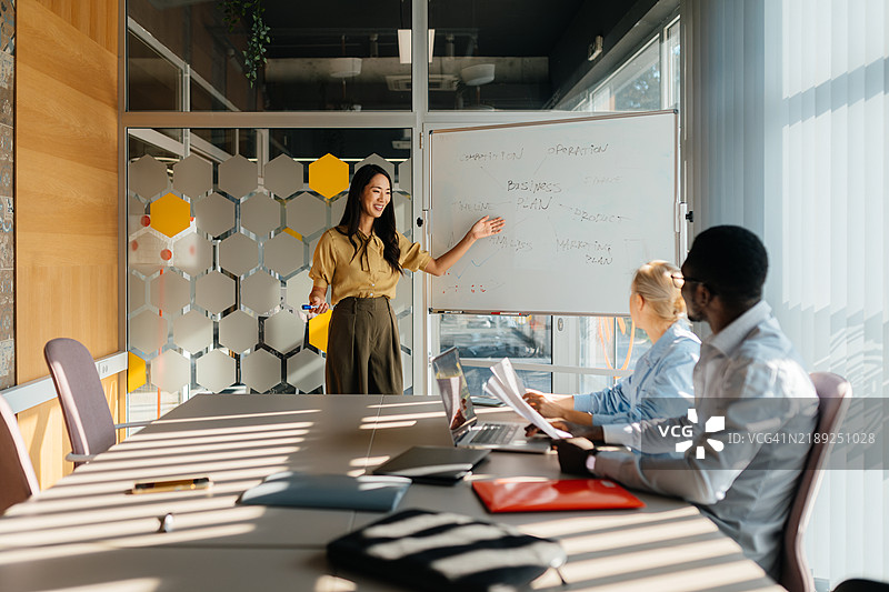 现代办公室环境中的协作团队工作图片素材