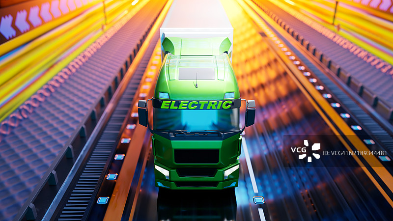 高速公路上的电动卡车图片素材