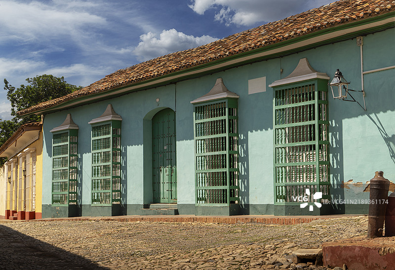 古巴。特立尼达的殖民风格房屋。图片素材