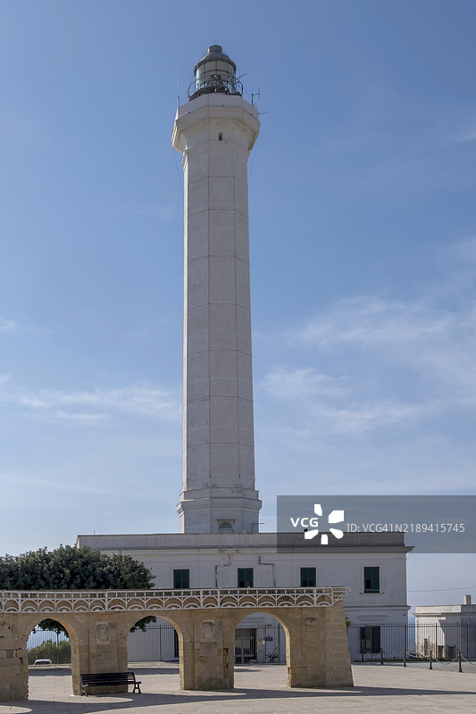 莱乌卡灯塔，圣玛丽亚·迪·莱乌卡，莱乌卡，莱切省，阿普利亚，萨伦托，意大利，欧洲图片素材