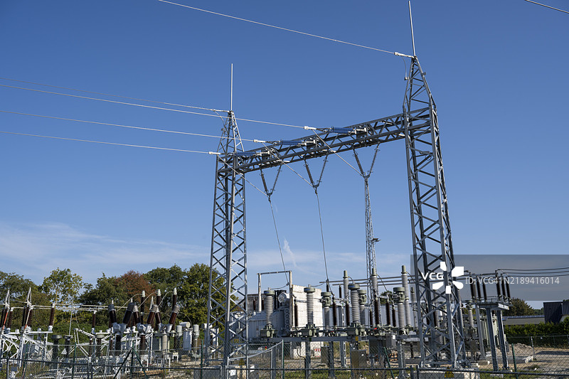 变电站，波罗的海度假胜地卡尔斯哈根，乌瑟多姆岛，波罗的海，梅克伦堡-前波美拉尼亚，德国，欧洲图片素材