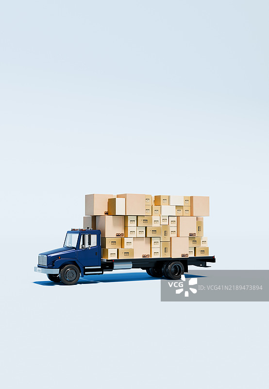 装载过多纸箱的卡车图片素材