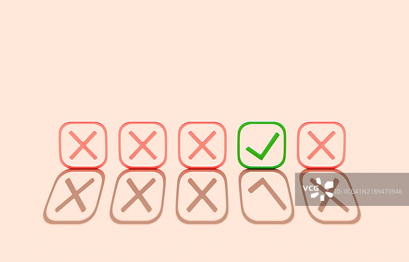 绿色勾号与红色叉号方块的对比图片素材