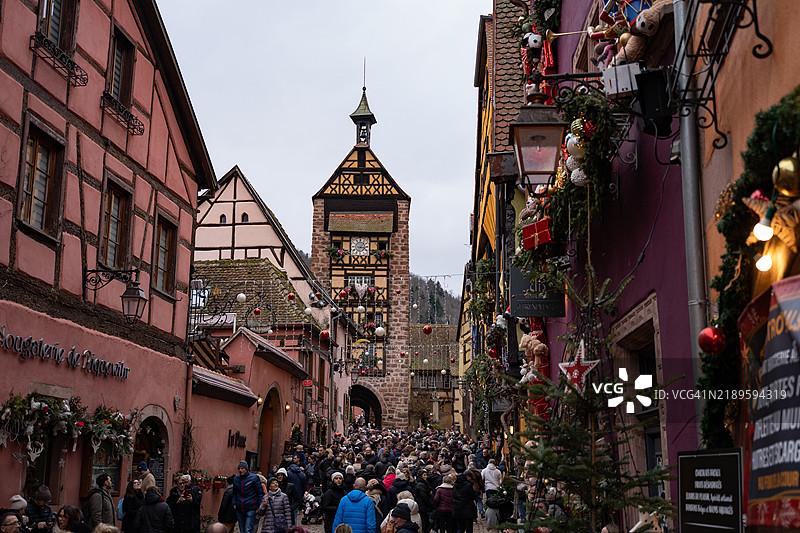 阿尔萨斯的里克维尔圣诞市场图片素材
