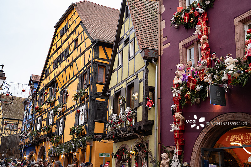 阿尔萨斯的里克维尔圣诞市场图片素材