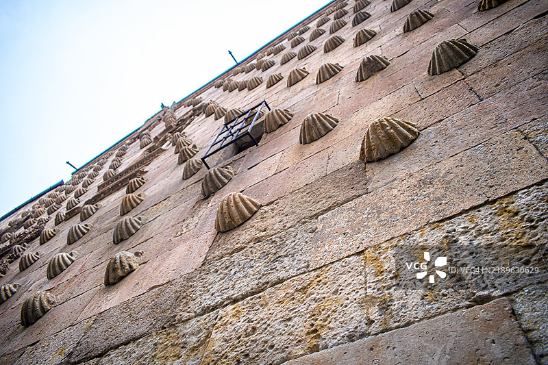 贝壳之家（Casa de las Conchas）。外立面的浮雕。西班牙，萨拉曼卡。图片素材