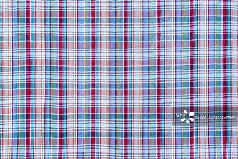 泰国传统腰布或蓝色格子棉布纹理作为背景。图片素材