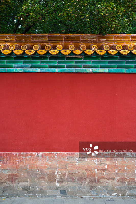 北京天坛的装饰红墙图片素材